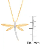 Diamond Accent Dragonfly Pendant 18" Necklace in 14K Gold Plate