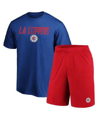 Men's Fanatics Royal, Red La Clippers T-shirt and Shorts Combo Pack