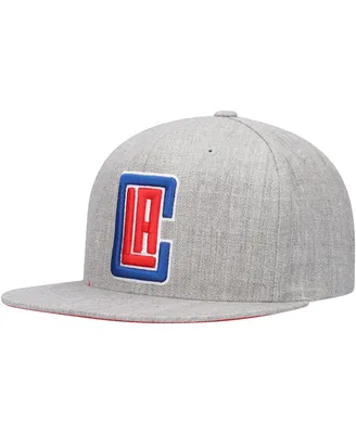 Men's Mitchell & Ness Heather Gray La Clippers Team Logo Snapback Hat