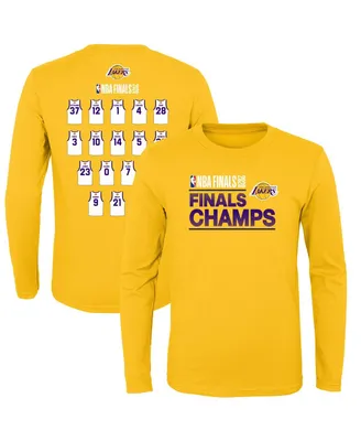Big Boys Gold Los Angeles Lakers 2020 Nba Finals Champions Roster Long Sleeve T-shirt