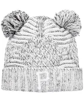 Women's New Era Gray Pittsburgh Pirates Dual Cuffed Knit Hat with Poms