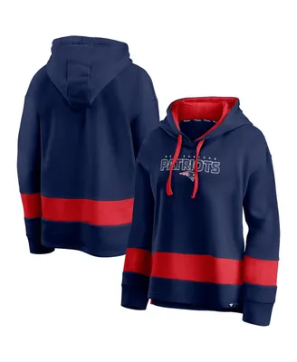 Women's Fanatics Navy and Red New England Patriots Colors of Pride Colorblock Pullover Hoodie
