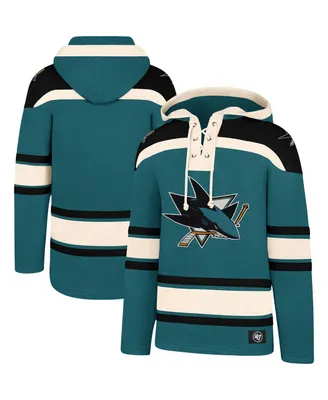 Men's '47 Brand Teal, Black San Jose Sharks Superior Lacer Pullover Hoodie