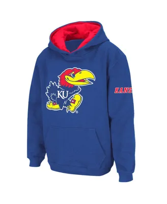 Big Boys Stadium Athletic Royal Kansas Jayhawks Logo Pullover Hoodie