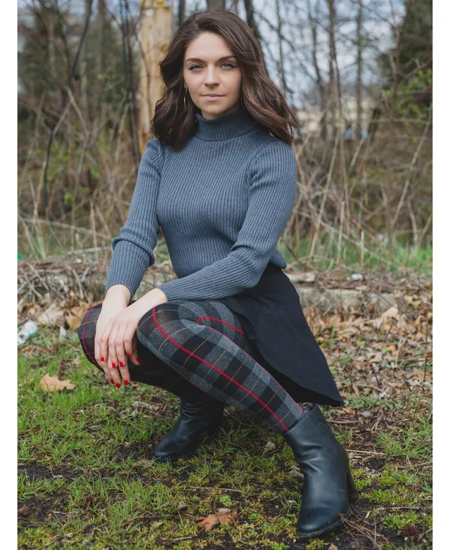 MeMoi Women's Glasgow Large Tartan Plaid Sweater Tights