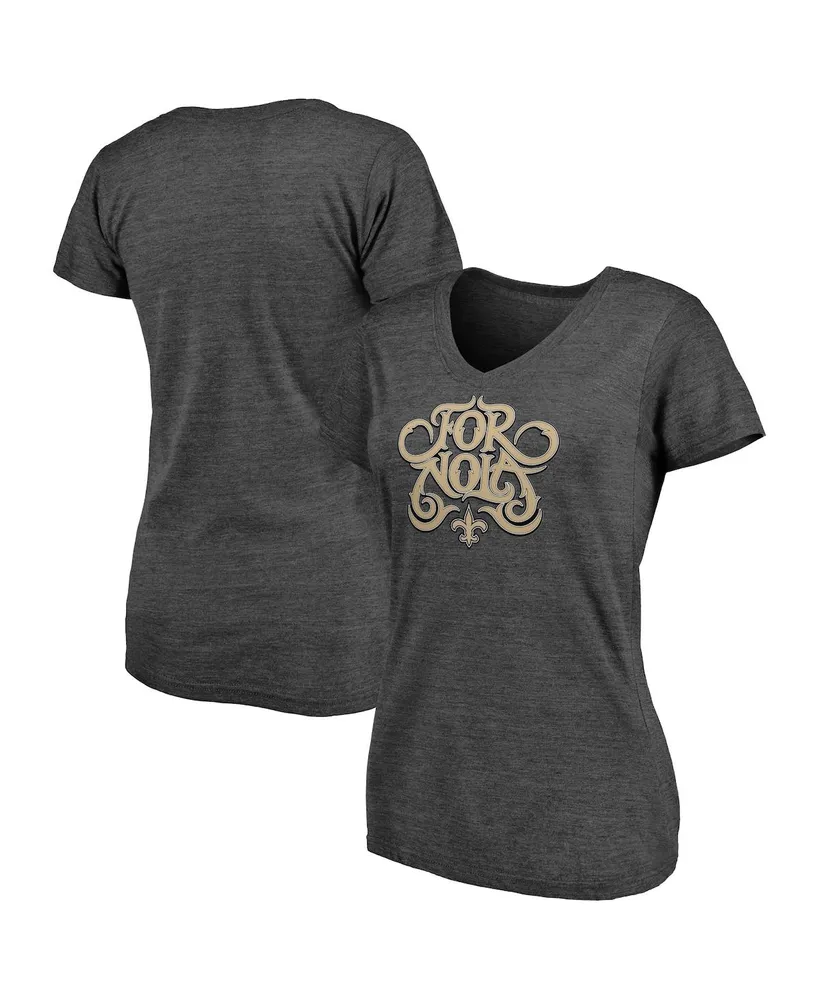 Women's Heathered Gray New Orleans Saints Plus Size Lace-Up V-Neck T-Shirt