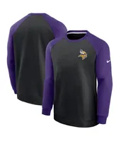 Men's Nike Black, Purple Minnesota Vikings Historic Raglan Crew Performance Sweater