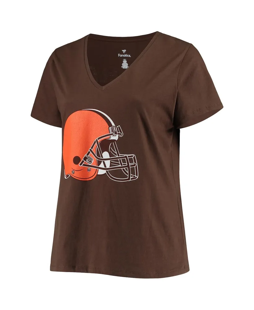 Women's Fanatics Nick Chubb Brown Cleveland Browns Plus Size Name Number V-Neck T-shirt