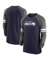 Men's Nike College Navy, Charcoal Seattle Seahawks Performance Raglan Long Sleeve T-shirt