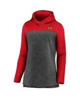 Women's Fanatics Heathered Charcoal and Red Chicago Blackhawks Chiller Fleece Pullover Hoodie