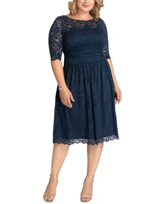 Kiyonna Plus Luna Lace Cocktail Midi Dress