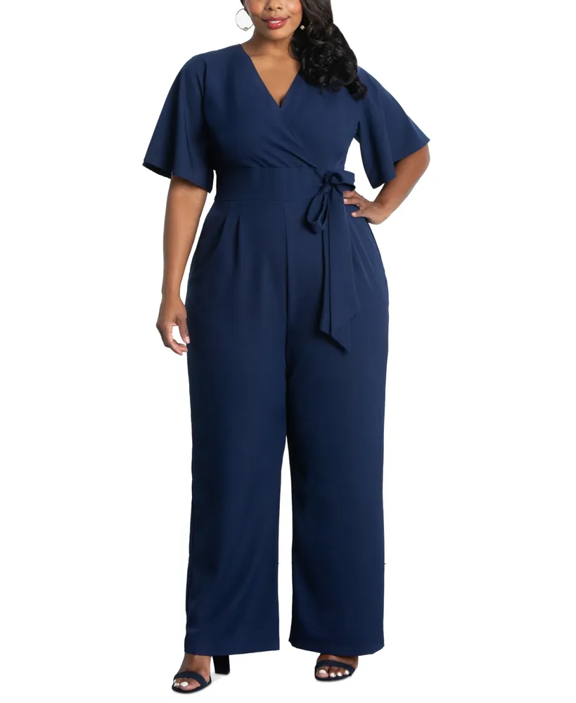 Poetic Justice Women's Plus Curvy Fit Off-Shoulder Lounge Jumpsuit