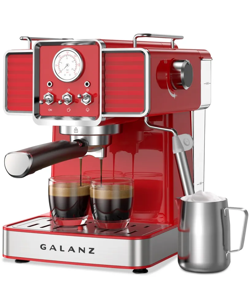 Galanz 2-Cup Retro Espresso Machine with Milk Frother