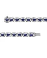 Sapphire (3 ct. t.w.) & Diamond (3 ct. t.w.) Halo Link Bracelet in 14k White Gold (Also in Emerald & Ruby)