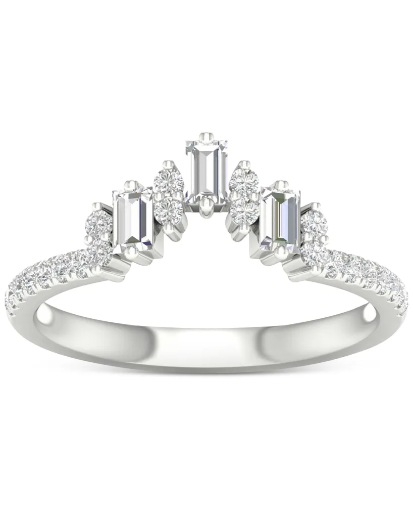Diamond Baguette & Round Band (1/3 ct. t.w.) in 14k White Gold