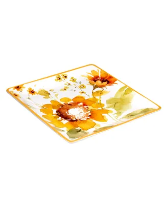 Certified International Sunflowers Forever Square Platter