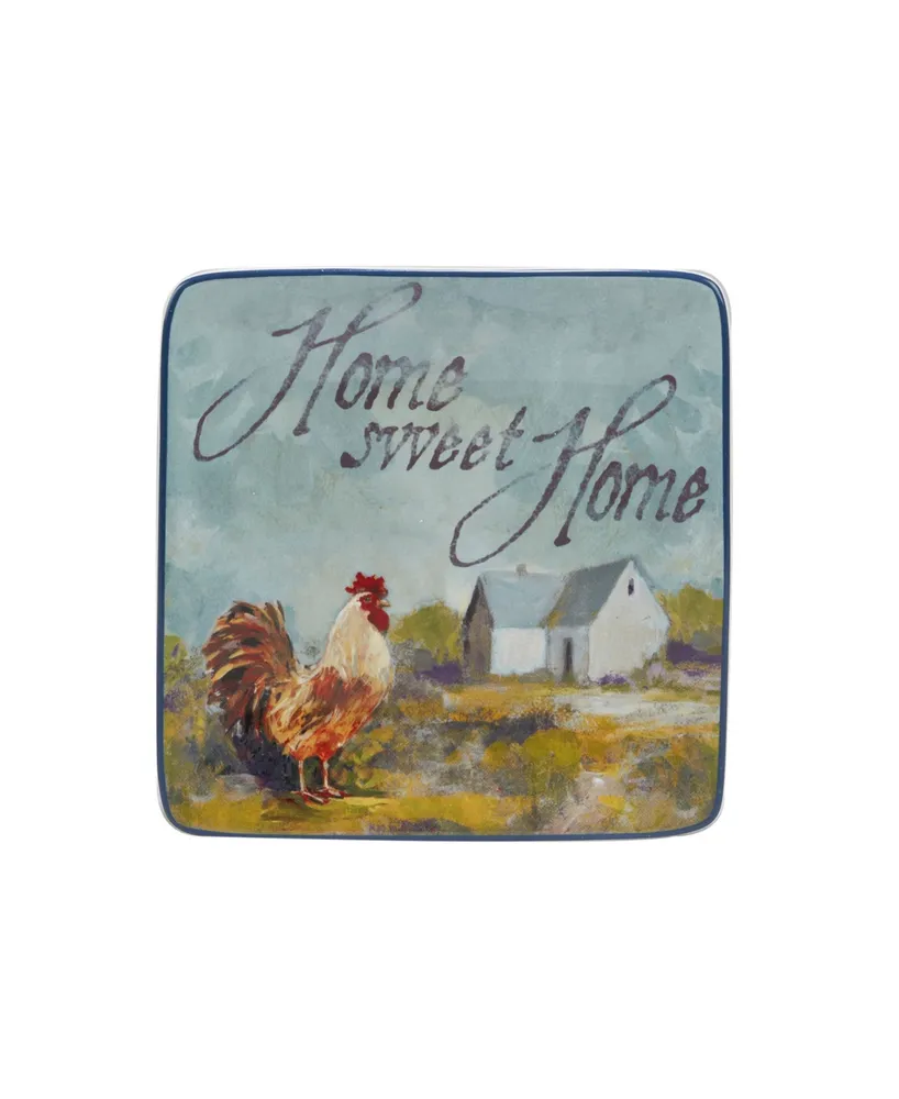 Certified International Rooster Meadow Canape Plates, Set of 4