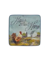 Certified International Rooster Meadow Canape Plates, Set of 4