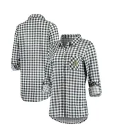 Women's Concepts Sport Charcoal Oakland Athletics Wanderer Long Sleeve Button-Up Nightshirt