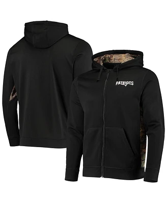 Men's Dunbrooke Black, Realtree Camo New England Patriots Decoy Tech Fleece Full-Zip Hoodie