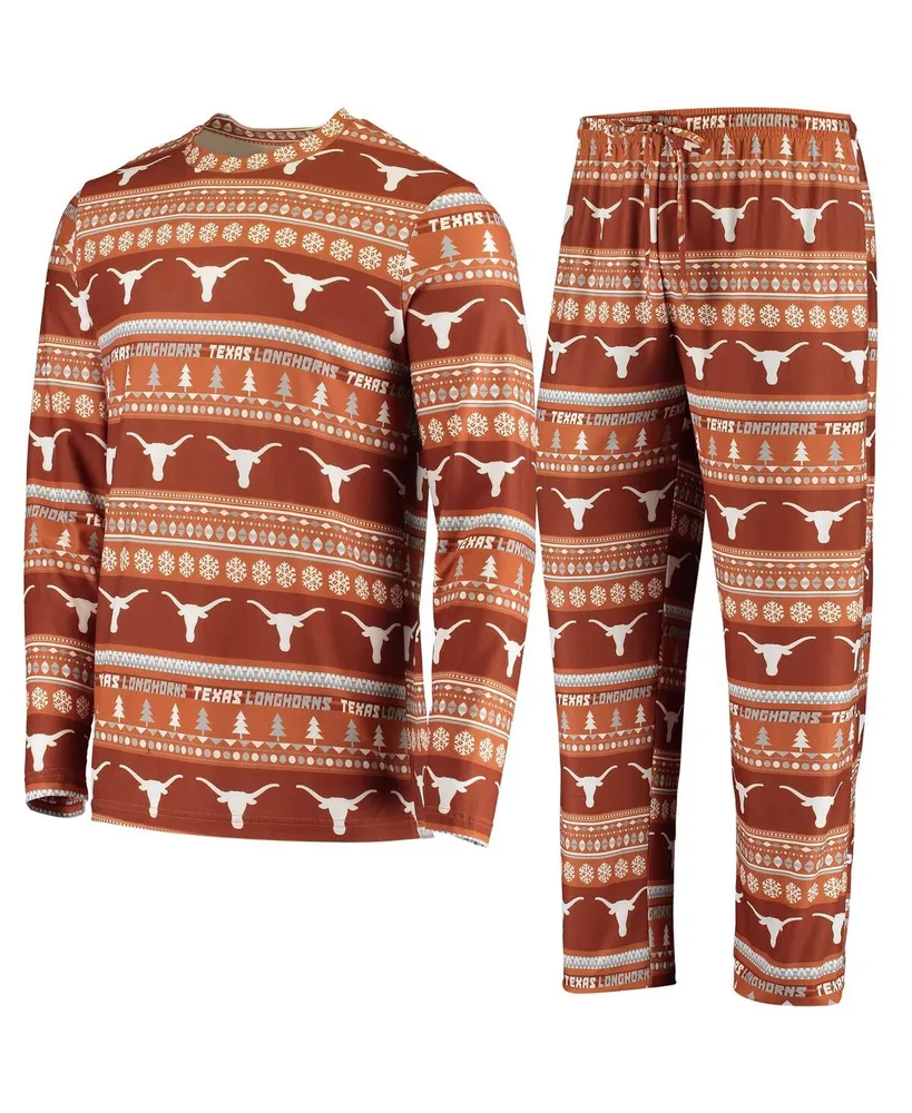 Men's Concepts Sport Texas Orange Texas Longhorns Ugly Sweater Knit Long Sleeve Top and Pant Set