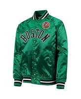 Big Boys Mitchell & Ness Kelly Green Boston Celtics Hardwood Classics Satin Raglan Full-Snap Jacket