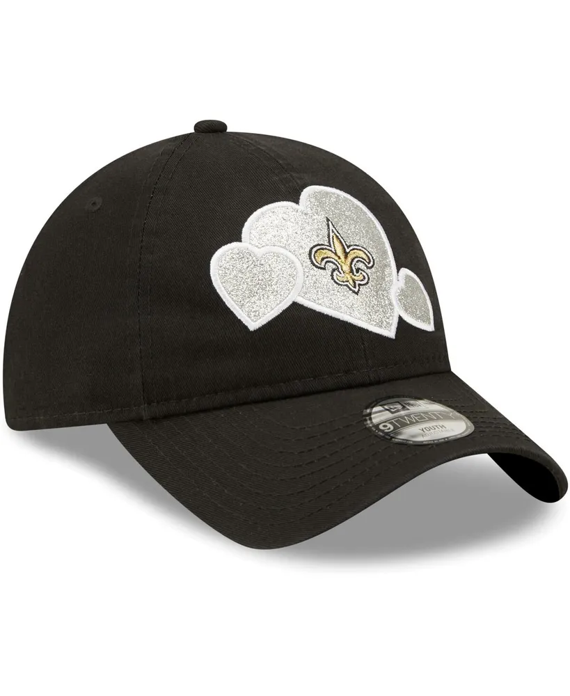 Little Girls New Era Black New Orleans Saints Hearts 9Twenty Adjustable Hat