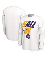 Men's Nike White Lsu Tigers Ball In Bench Long Sleeve T-shirt