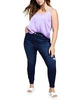 Celebrity Pink Trendy Plus High Rise Ripped Skinny Jean