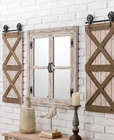 Glitzhome Oversized Farmhouse Wood Window Frame Wall Mirror