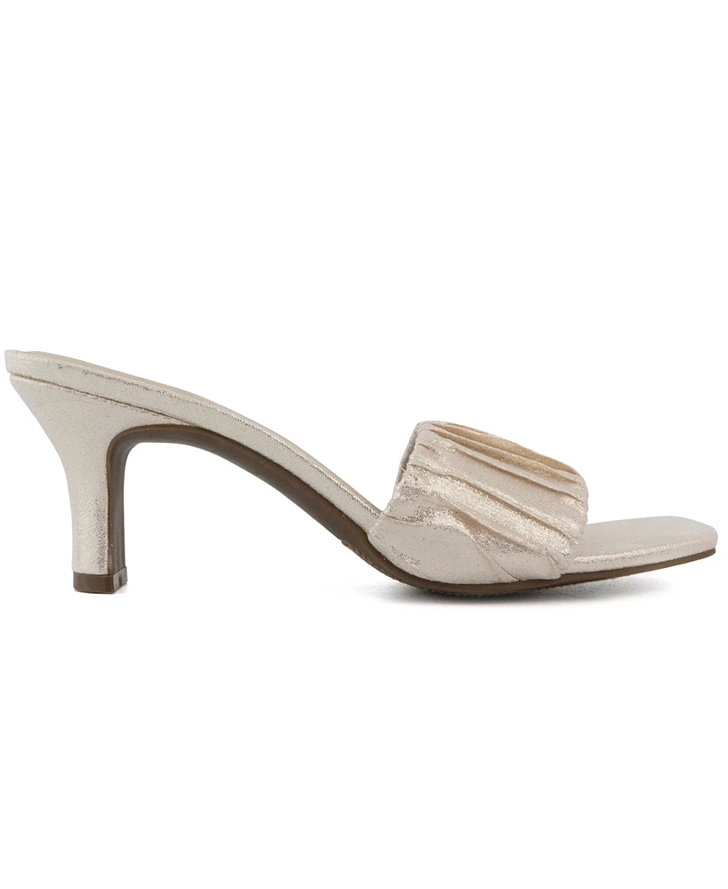 Sugar Women's Leader Kitten Heel Ruched Dress Sandals