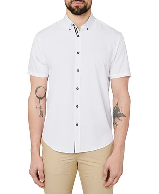 Society of Threads Men's Regular Fit Non-Iron Performance Stretch Solid Button-Down Shirt