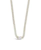 Curb Chain Necklace with Stationed Cubic Zirconia