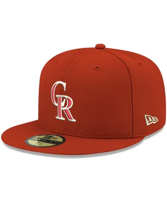 Men's Red Colorado Rockies Logo White 59Fifty Fitted Hat