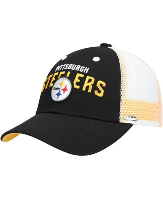 Preschool Boys and Girls Black, White Pittsburgh Steelers Core Lockup Mesh Back Snapback Hat