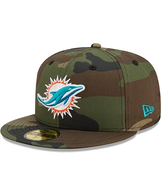 Men's Camo Miami Dolphins Woodland 59FIFTY Fitted Hat