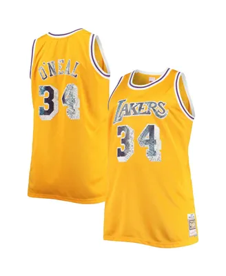 Men's Shaquille O'Neal Gold Los Angeles Lakers Big and Tall 1996-97 Nba 75th Anniversary Diamond Swingman Jersey