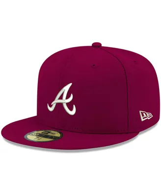 Men's Cardinal Atlanta Braves Logo White 59FIFTY Fitted Hat