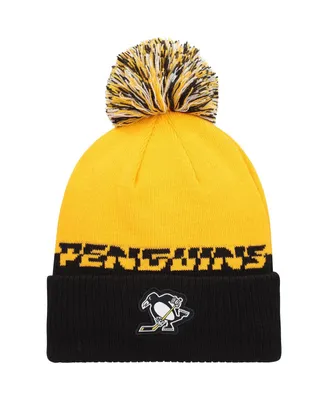 Men's Yellow, Black Pittsburgh Penguins Cold.Rdy Cuffed Knit Hat with Pom