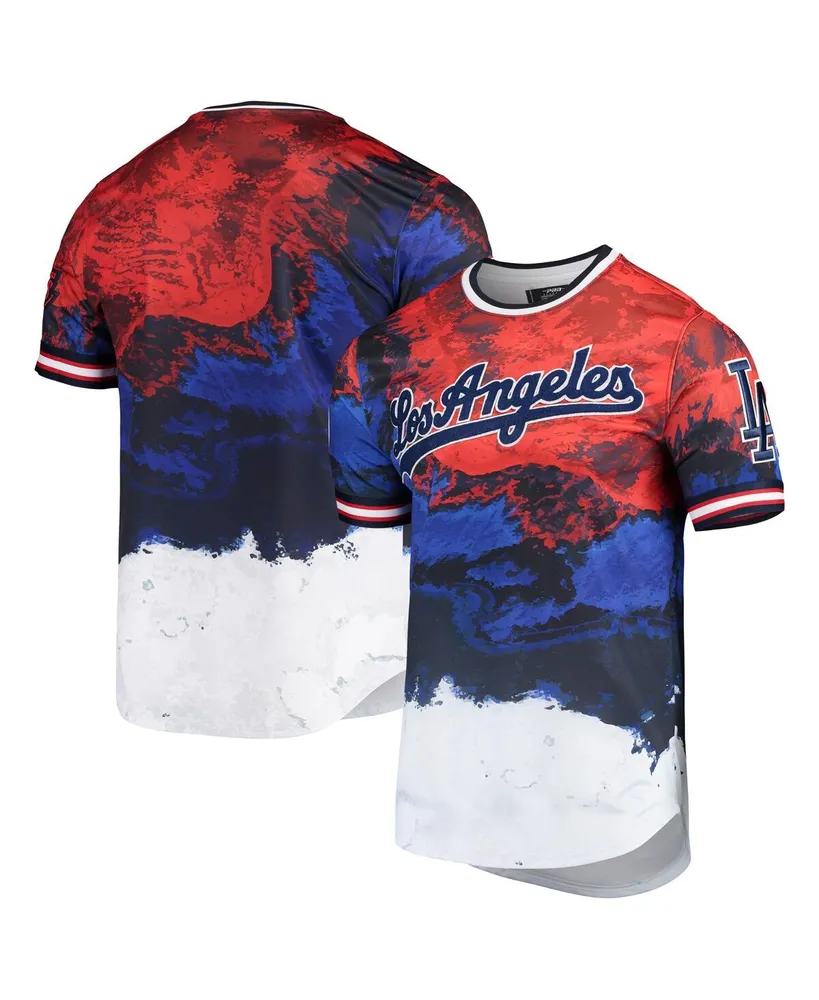 Men's Red and Royal Los Angeles Dodgers Red White And Blue Dip Dye T-shirt