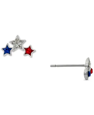 Giani Bernini Multicolor Crystal Triple Star Stud Earrings in Sterling Silver, Created for Macy's