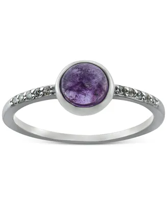 Giani Bernini Amethyst (5/8 ct. t.w.) & Cubic Zirconia Bezel Ring Sterling Silver, (Also Labradorite), Created for Macy's