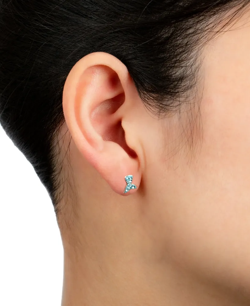 Giani Bernini Crystal Mermaid Tail Stud Earrings in Sterling Silver, Created for Macy's