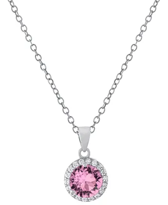 Giani Bernini Color Crystal Halo 18" Pendant Necklace Sterling Silver, Created for Macy's