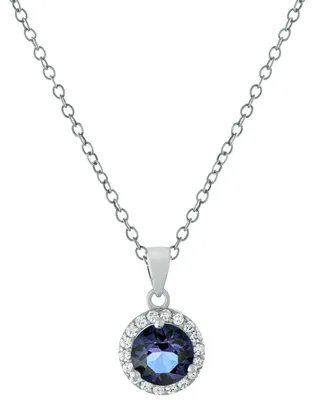 Giani Bernini Color Crystal Halo 18" Pendant Necklace in Sterling Silver, Created for Macy's