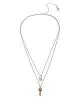 Steve Madden Padlock Key Layered Necklace