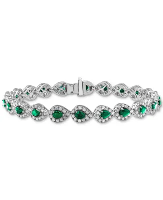 Ruby (4 ct. t.w.) & Diamond (3 ct. t.w.) Halo Link Bracelet in 14k White Gold (Also in Saphire & Emerald)