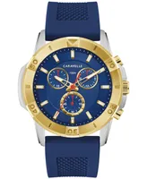 Caravelle designed by Bulova Men's Chronograph Blue Silicone Strap Watch 44mm