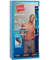 Hanes Men's 4-Pk. Ultimate Sport with X-Temp Total Support Pouch Longer Leg Boxer Briefs