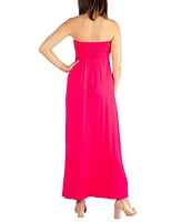 24seven Comfort Apparel Women's Strapless Empire Waist Maxi Dress